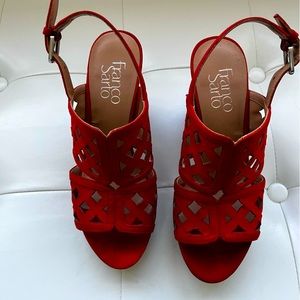 Red platform sandals